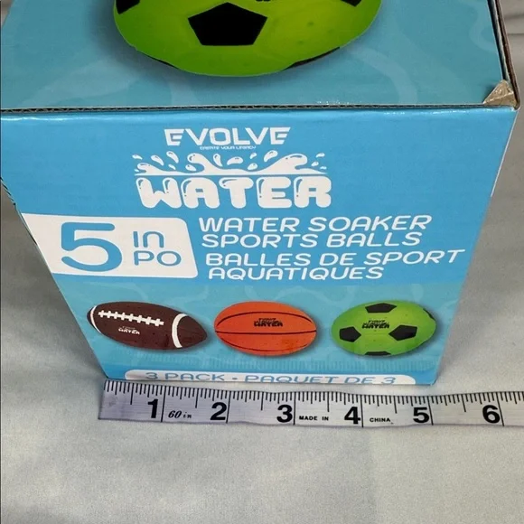 Evolve Water 3-pack 5" Soaker Sports Balls Kids: Football, Soccer, Basketball - Picture 8 of 9